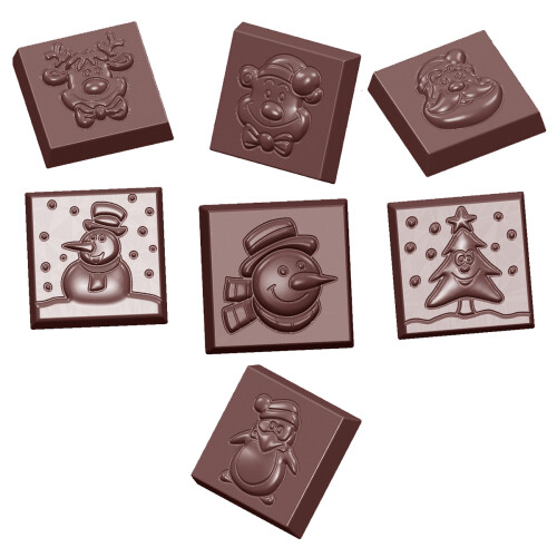 Chocolate World Polycarbonate Mould Caraque Christmas Figures CW1660