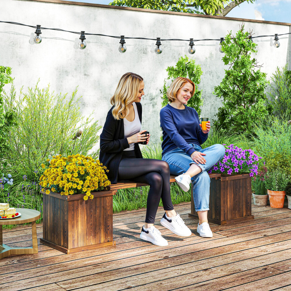 Outsunny Wood Raised Garden Bed Planter Bench Extra Small Light - Image 4