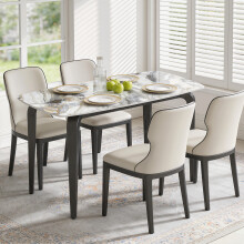 HOMCOM Dining Table for 4, Kitchen Table with Sintered Stone Tabletop, White