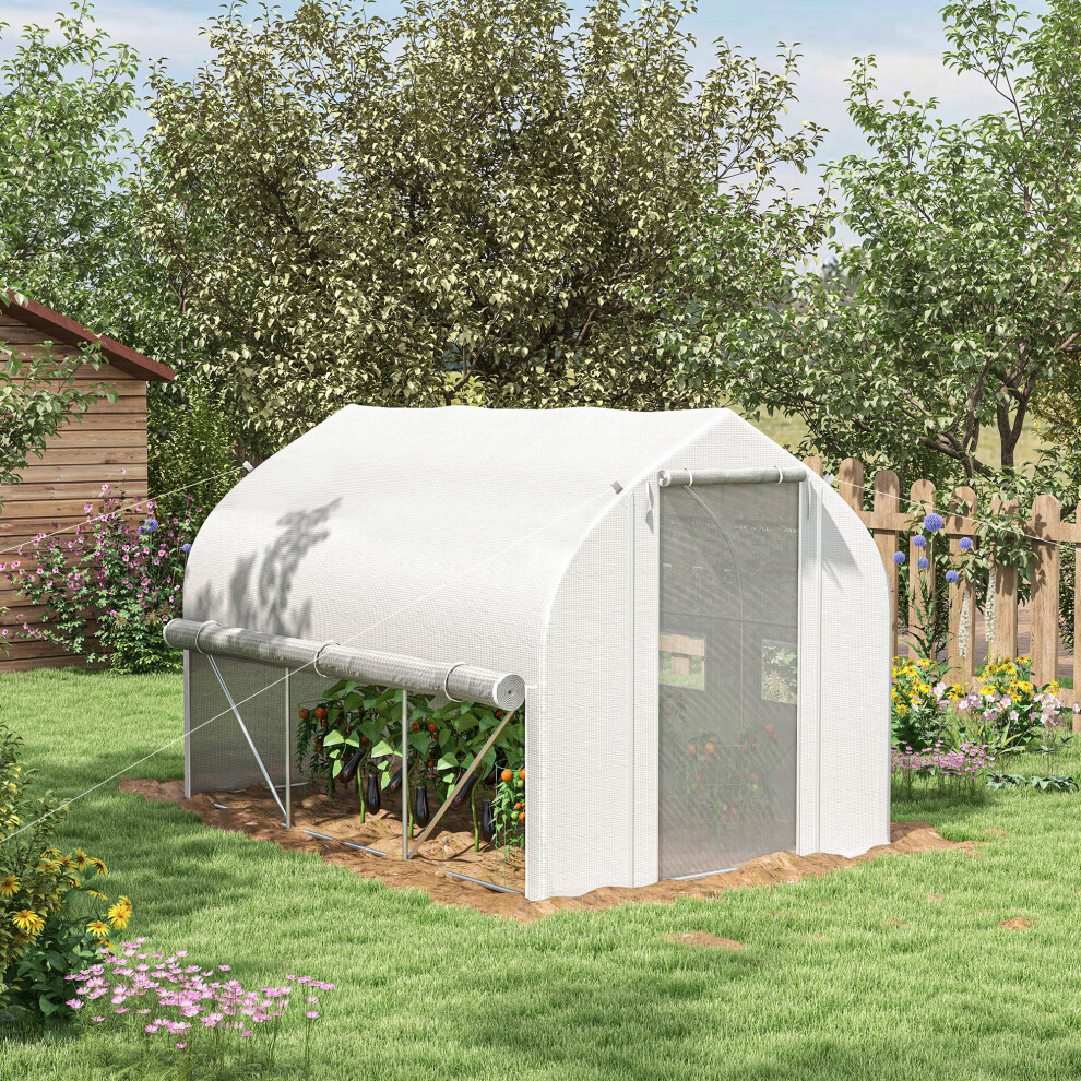 Outsunny 3 X 2M Walk-In Tunnel Greenhouse, Roll Up Sidewalls, Mesh Door - Image 2