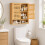 Homcom HOMCOM Wall Mounted Bathroom Cabinet with 2 Louvered Doors, Open Shelf 1