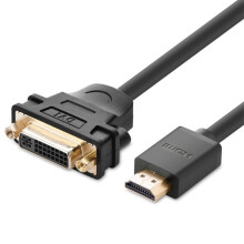 Ugreen kabeladapter DVI 24 + 5-pin vrouwelijk naar HDMI mannelijk, 22 cm - Zwart