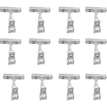 Clear Plastic Sign Clips - 12 Pack Rotatable Label Holders compatible with Price Tags & Displays in Supermarkets & Stores