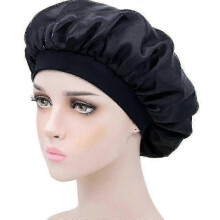 Satin Sleeping Cap Black One Size Fits All compatible with Comcompatible withtable Sleep 2025