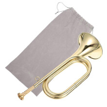 Small Trumpet Bugle Brass Golden Horn Simple Beginner Wind Instrument compatible with School Band Child Student Edition0612