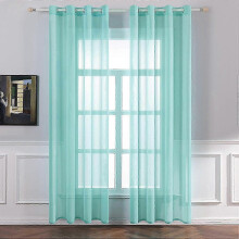 2 Panels Eyelet Sheer Curtains In Linen Effect Sheer Window Sheer Curtain Living Room Modern Sheer Small Decor Kitchen Kids Bedroom Balcony 140x160 Cm