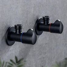 Angle Valve Black Copper Bath Filler Valves Toilet Hot And Cold Shut Off Water Valve Deck Mounted compatible with Kitchen Bath Toilet hwy