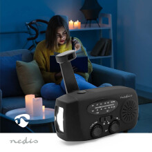 Radio awaryjne z AM/FM, powerbankiem, latarką LED, czarne