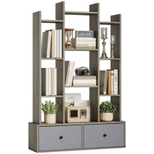 12 Shelf Storage Unit, with Drawers - Graphite Wood Effect