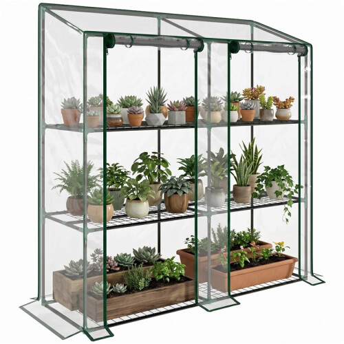 46 x 143cm Three-Shelf Mini Greenhouse - Clear