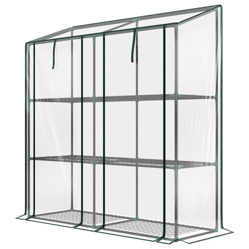46 x 143cm Three-Shelf Mini Greenhouse - Clear 1