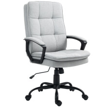 Linen-Look Double-Padded Office Chair - Grey