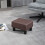 Linen Fabric Footstool Ottoman Cube with 4 Plastic Legs, Brown 4