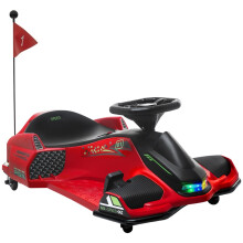 12V Kids Electric Go Kart with Music, LED Lights, Slow Start, Red
