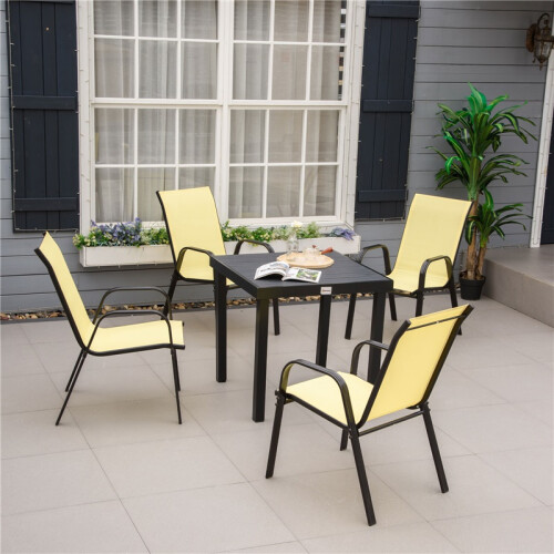 Set of Four Stackable Mesh Seat Chairs - Beige 2