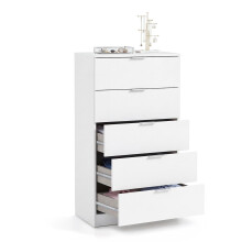 Cómoda alta de 5 cajones en blanco artik 60x110 cm Akari