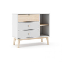 Cómoda de 3 cajones y 2 estantes en blanco y oak soft 90x81 cm Misty Cloud