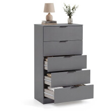 Cómoda alta de 5 cajones en gris grafito 60x110 cm Akari