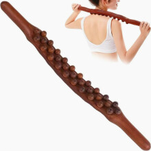Bâton de massage en bois avec 31 perles, outil de massage pour la nuque et les muscles, accessoire de relaxation de style Gua Sha pour un ma