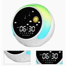 Réveil pour enfants avec capteur tactile lumineux, 8 sons apaisants, fonction d'enregistrement, verrouillage enfant et minuterie de sommeil.