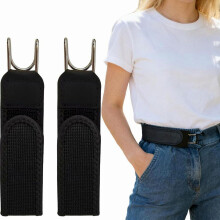 Set van 2 elastische riemen zonder gesp met metalen haken voor dames en heren, verstelbaar voor jeans, werk en vrijetijdskleding.