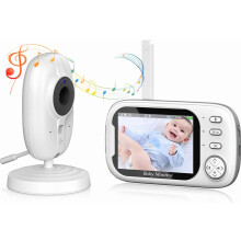 Babyphone avec écran LCD 3,5 pouces, vision nocturne, surveillance de la température, activation vocale VOX, berceuses, communication bidire