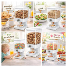 Cereal Dispenser 17.5oz Capacity, Single Grid Dry Food Container - Airtight Seal, Prevents Food Spoilage