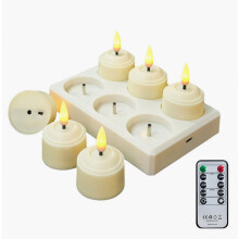 Lot de 6 bougies chauffe-plat LED rechargeables avec télécommande et minuterie, idéales pour les fêtes, le salon, Halloween et Noël.