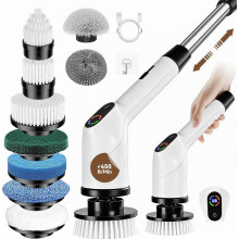 Brosse de nettoyage électrique avec 10 têtes de brosse interchangeables, 3 vitesses, brosse de nettoyage de surfaces, batterie 4000 mAh, poi