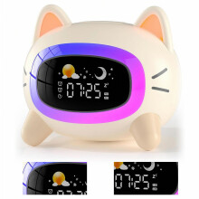 Réveil numérique pour enfants, réveil d'apprentissage du sommeil avec veilleuse et machine à sons, double réveil rechargeable