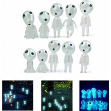 10 figurines Princesse Mononoké, esprits de la forêt, esprits des arbres, décorations anime, 10 mini-ornements lumineux elfes de la forêt, j