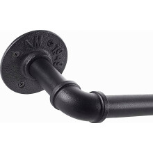Tringle à rideaux industrielle en métal, réglable de 167 à 304 cm, fixation murale et plafond, noire