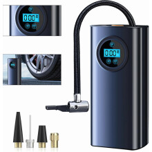 Pompe à air sans fil pour voiture avec affichage numérique, charge rapide, contrôle intelligent de la pression, rechargeable, noire