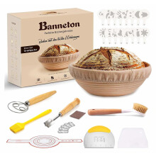 Ensemble professionnel de 10 pièces pour la boulangerie, comprenant un panier de fermentation rond en rotin, un racloir à pâte, un fouet, un