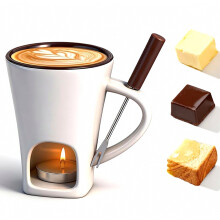 Tasse à fondue au chocolat et au fromage, 130 ml, avec fourchette, idéale pour les fêtes de fin d'année. Parfaite pour les desserts sucrés e