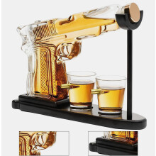 Coffret carafe à whisky avec 2 verres à whisky, design poignée pistolet, cadeau d'anniversaire idéal pour homme