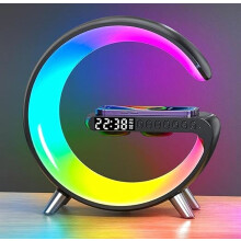 Lampe de table LED intelligente avec chargement sans fil, haut-parleur Bluetooth, veilleuse QI à intensité variable, synchronisation musical