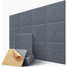 12 panneaux acoustiques autocollants haute densité 30 x 30 cm, gris foncé, pour studio, bureau et H