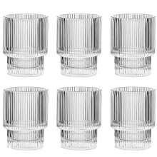 Ensemble de 6 verres côtelés, 200 ml, verres empilables style origami vintage pour whisky et expresso, idée cadeau
