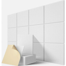 12 panneaux acoustiques autocollants haute densité 30 x 30 cm, blancs, pour studio, bureau et maison
