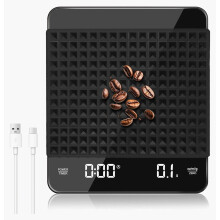 Balance de cuisine numérique avec minuteur, balance expresso 3 kg/0,1 g, rechargeable avec écran LED