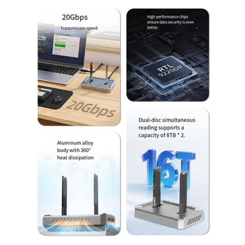 Dock per Hard Disk M.2 A Doppio Alloggiamento, Copia Offline NVMe/, Box SSD da 10 Gbps, Type-C 2