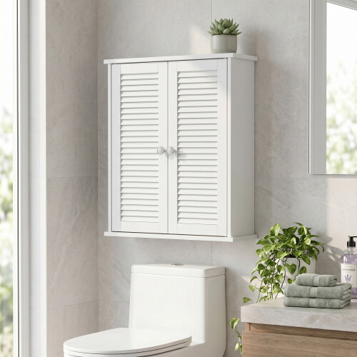 Homcom HOMCOM Bathroom Cabinet with Adjustable Shelf, White