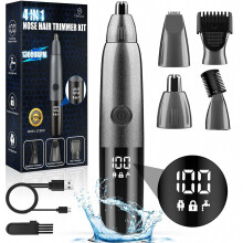 Tondeuse à poils nez et oreilles 5 en 1 avec écran LED, rechargeable par USB, précise et sûre pour hommes et femmes