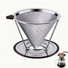 Filtre à café permanent en acier inoxydable, filtre pour cafetière manuelle sans papier, facile à nettoyer, poignée antidérapante