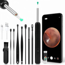 Otoscope pour retirer le cérumen, nettoyeur d'oreilles WiFi avec caméra à 360 degrés, IP67, 6 lumières LED, cure-oreilles pour bébés, enfant