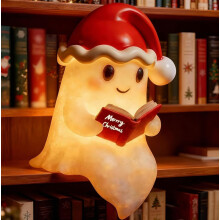 Veilleuse statue fantôme de Noël, lampe fantôme lisant un livre, décoration de Noël, veilleuse LED 3D