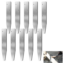 10 Stuks Platte Stalen Palen voor Betonbekisting - Zware, Massieve Metalen Betonpalen met Gaten, Roestwerende Coating, 30 cm