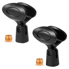 2 Pack Adjustable Microphone Clip , Universal Mic Clip for Wireless Handheld Microphones, with Golden Copper Adapters