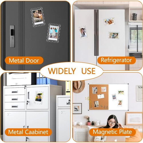 Conjunto de 5 Molduras Magnéticas com Borda para Refrigerador, 2,36 X 3,54 Polegadas, Ímãs de Acrílico para Geladeira